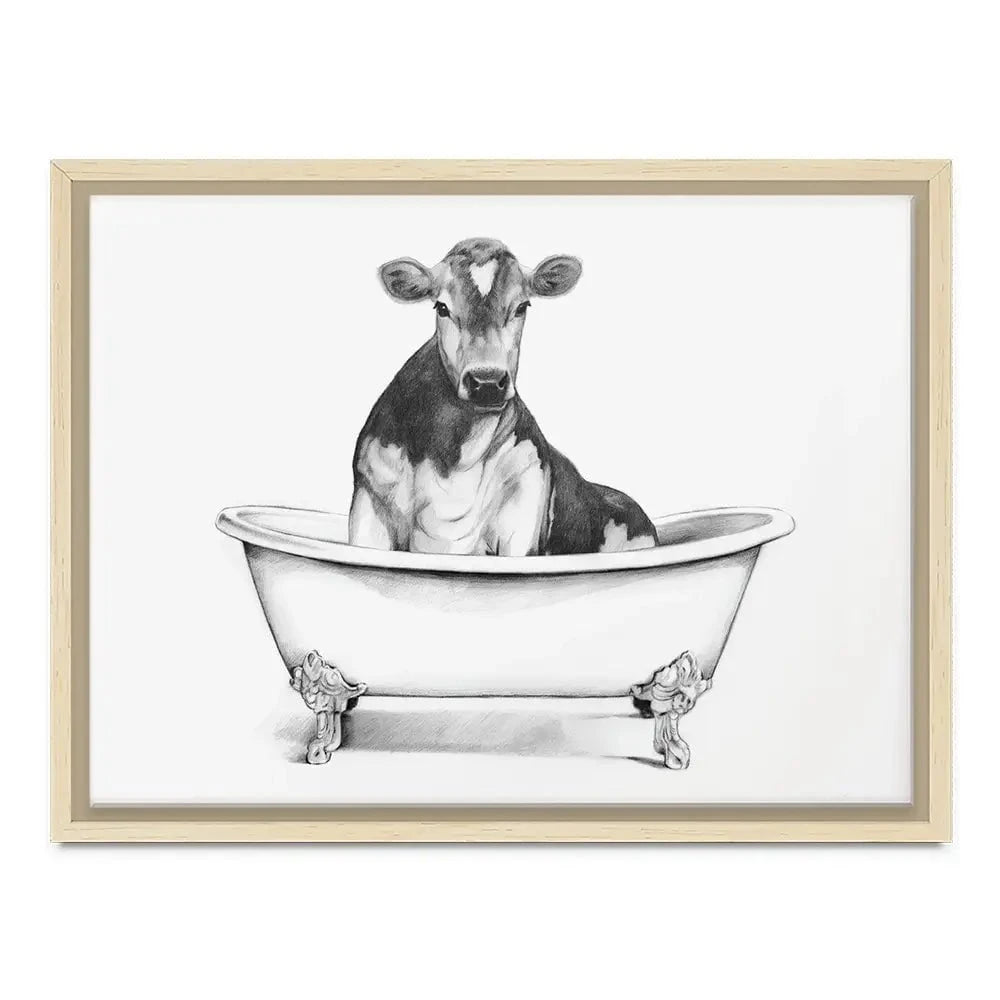 Cow In A Bathtub Canvas Print Cow In A Bathtub Canvas Print wall art product Victoria Borges