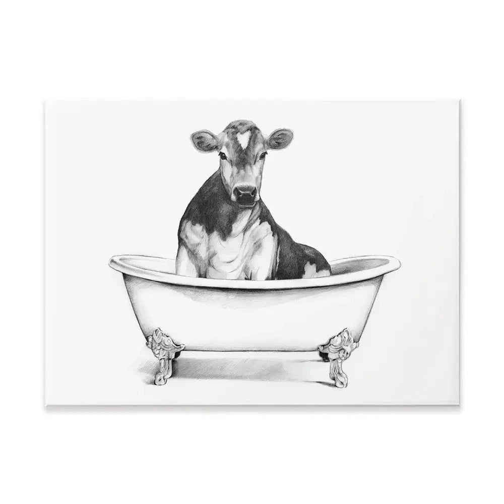 Cow In A Bathtub Canvas Print Cow In A Bathtub Canvas Print wall art product Victoria Borges