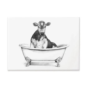 Cow In A Bathtub Canvas Print Cow In A Bathtub Canvas Print wall art product Victoria Borges