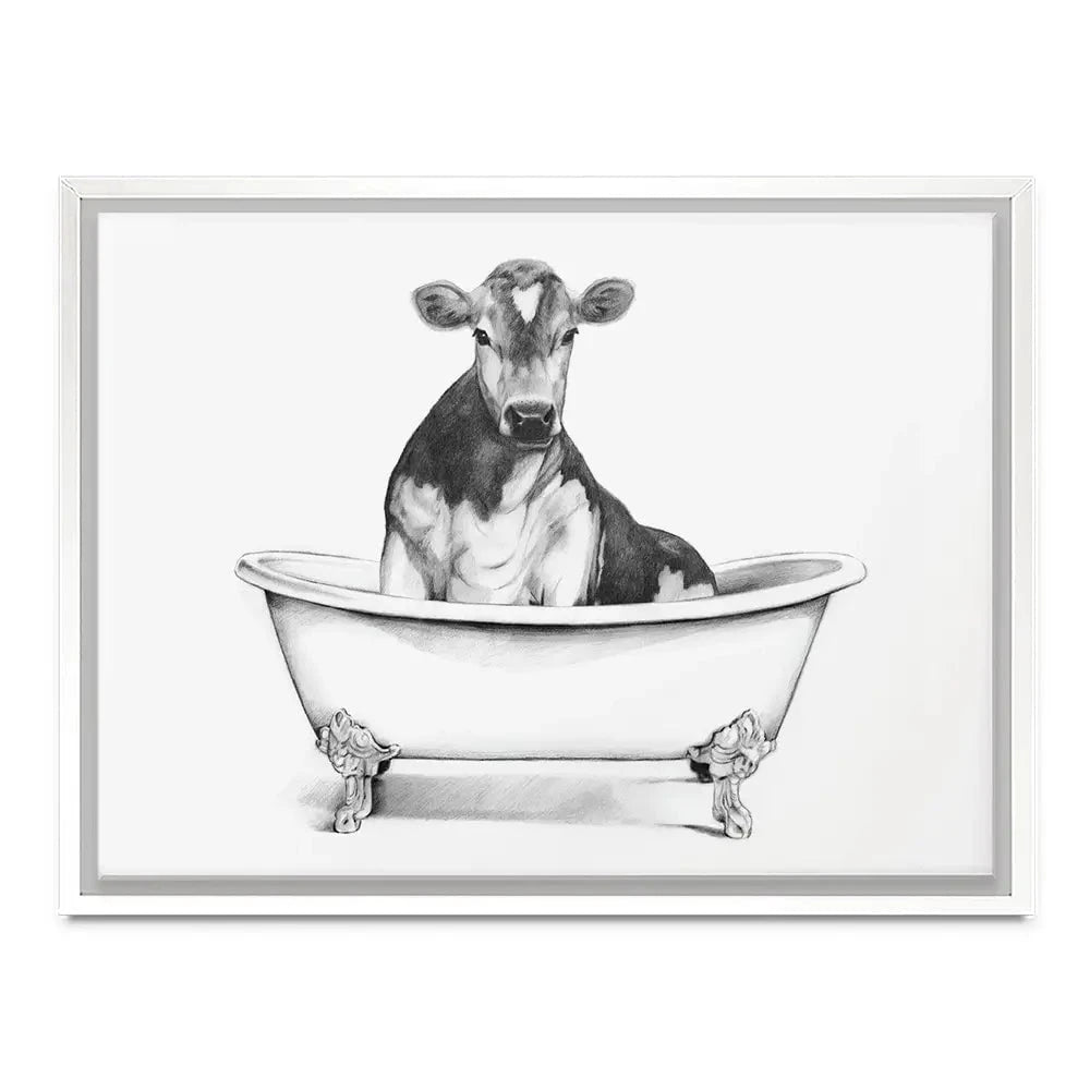 Cow In A Bathtub Canvas Print Cow In A Bathtub Canvas Print wall art product Victoria Borges