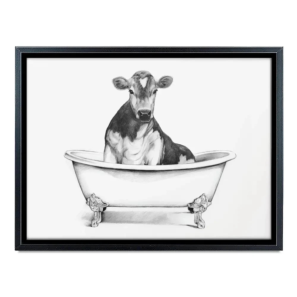 Cow In A Bathtub Canvas Print Cow In A Bathtub Canvas Print wall art product Victoria Borges