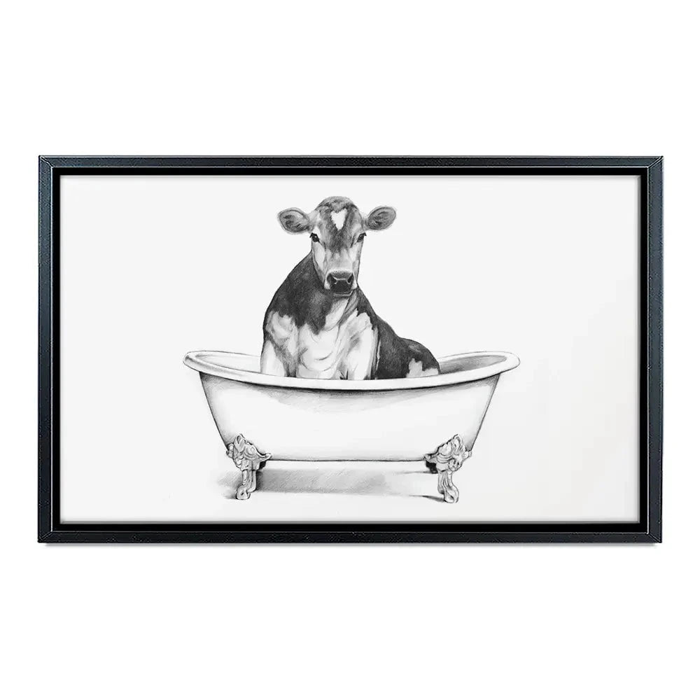 Cow In A Bathtub Canvas Print Cow In A Bathtub Canvas Print wall art product Victoria Borges