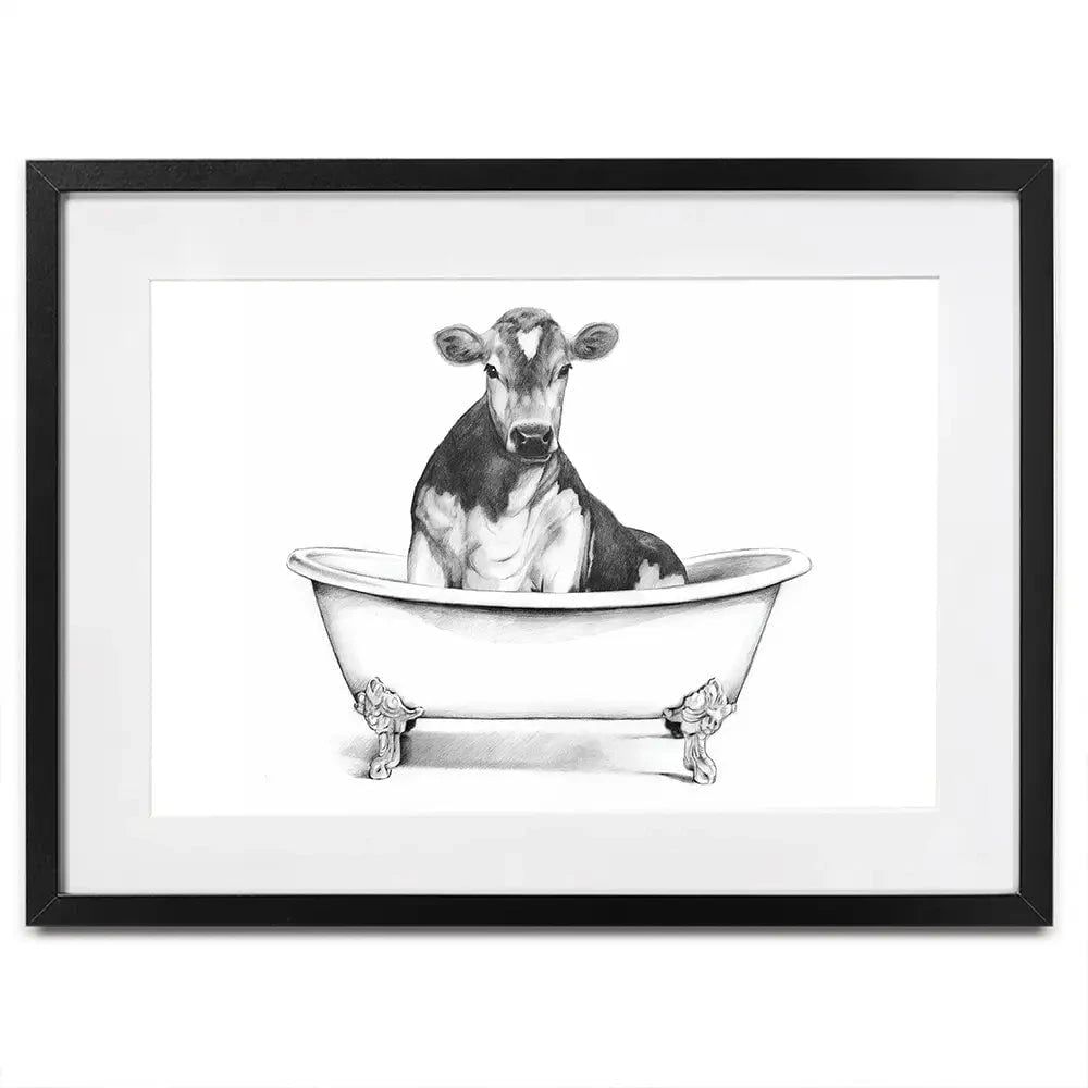 Cow In A Bathtub Framed Art Print Cow In A Bathtub Framed Art Print wall art product Victoria Borges