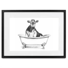 Cow In A Bathtub Framed Art Print Cow In A Bathtub Framed Art Print wall art product Victoria Borges