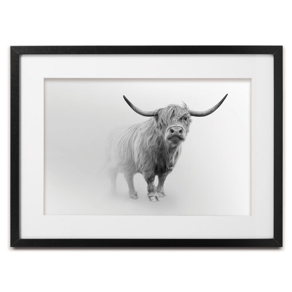 Cow In The Fog Framed Art Print wall art product Effect of Darkness / Shutterstock