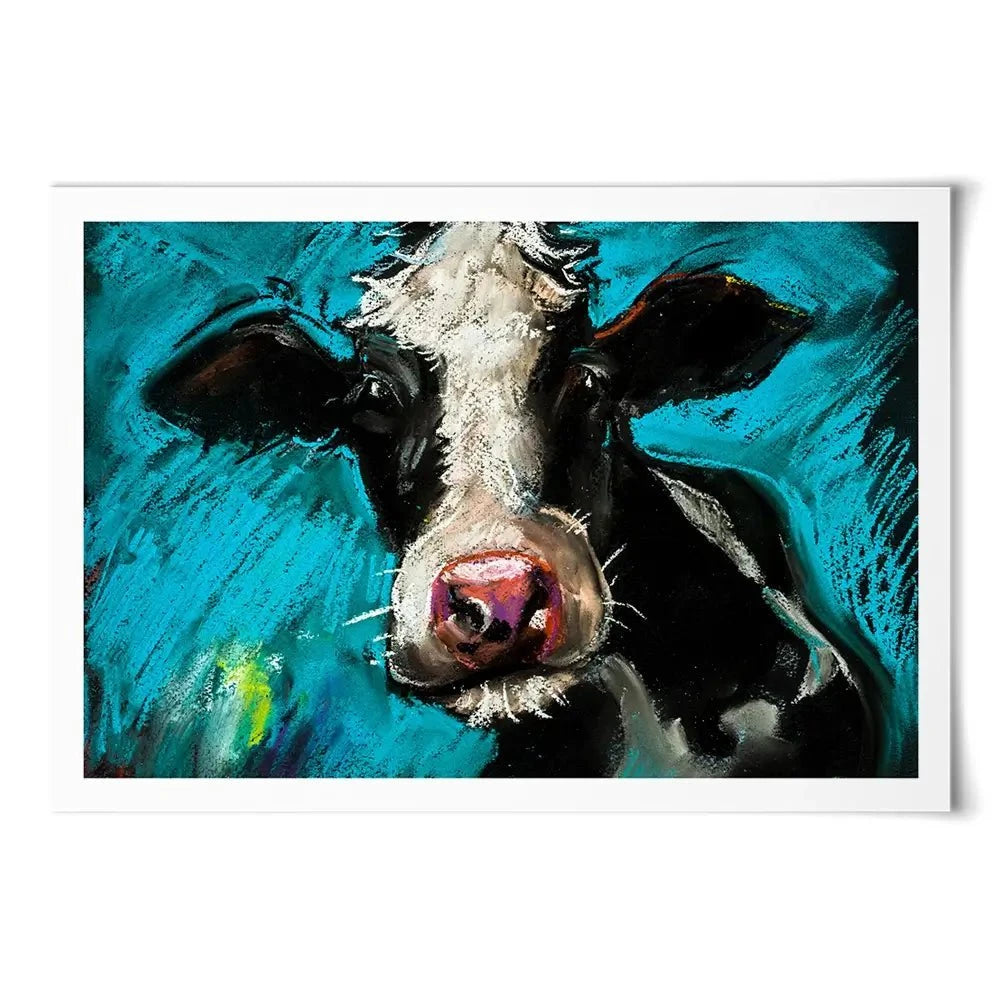Cow On Blue Art Print Cow On Blue Art Print wall art product Ivailo Nikolov / Shutterstock