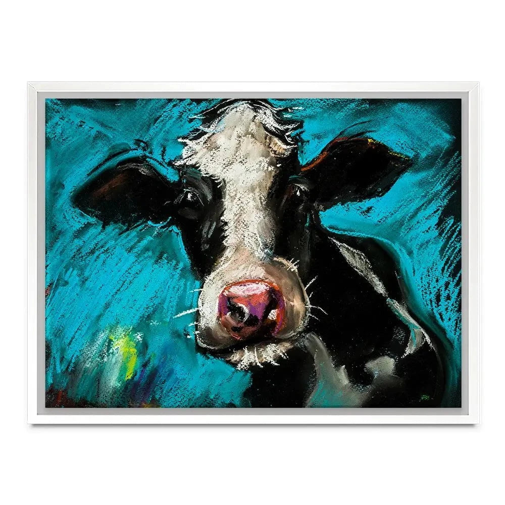 Cow On Blue Canvas Print Cow On Blue Canvas Print wall art product Ivailo Nikolov / Shutterstock