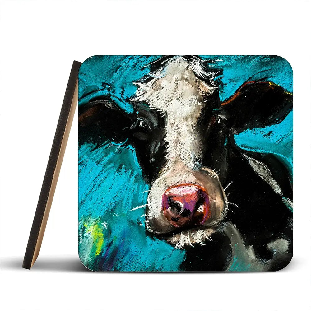 Cow On Blue Coaster Set Cow On Blue Coaster Set wall art product Ivailo Nikolov / Shutterstock