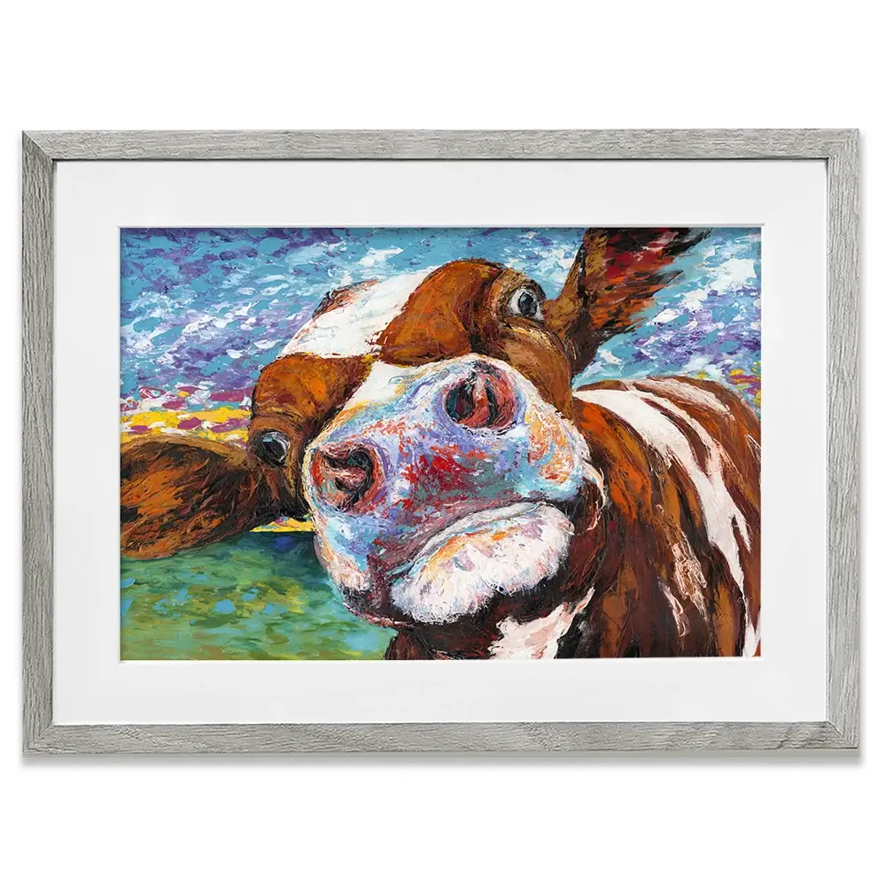 Curious Cow Framed Art Print Curious Cow Framed Art Print wall art product Carolee Vitaletti