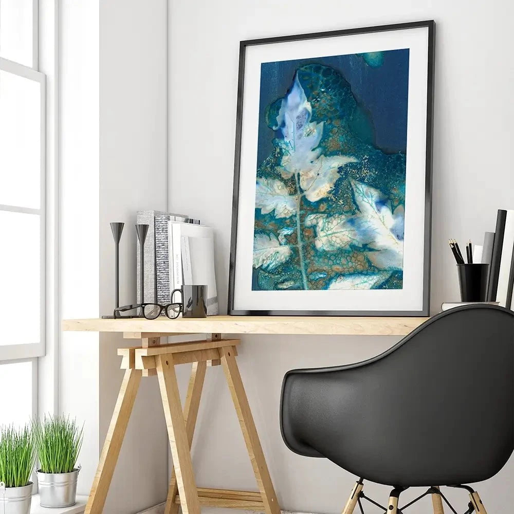 Cyanotype Leaves Framed Art Print Cyanotype Leaves Framed Art Print wall art product Regina Moore