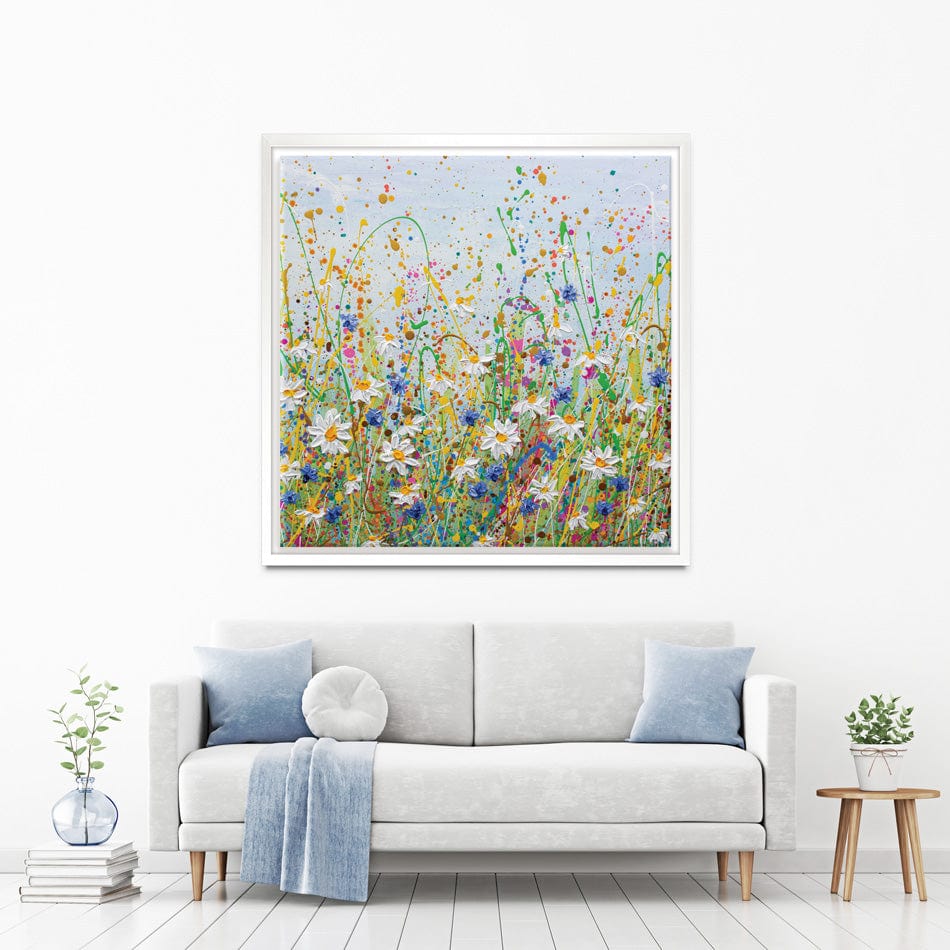 Daisy Splash Square Canvas Print wall art product Olga Tkachyk