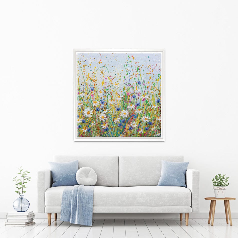 Daisy Splash Square Canvas Print wall art product Olga Tkachyk