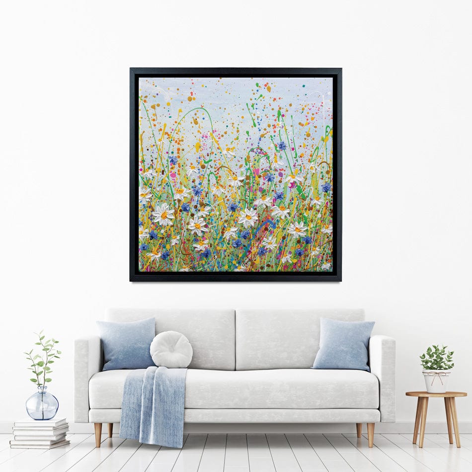 Daisy Splash Square Canvas Print wall art product Olga Tkachyk