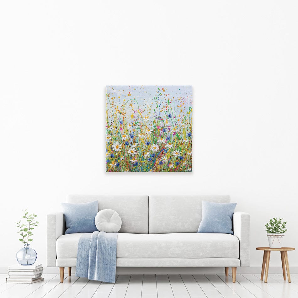 Daisy Splash Square Canvas Print wall art product Olga Tkachyk