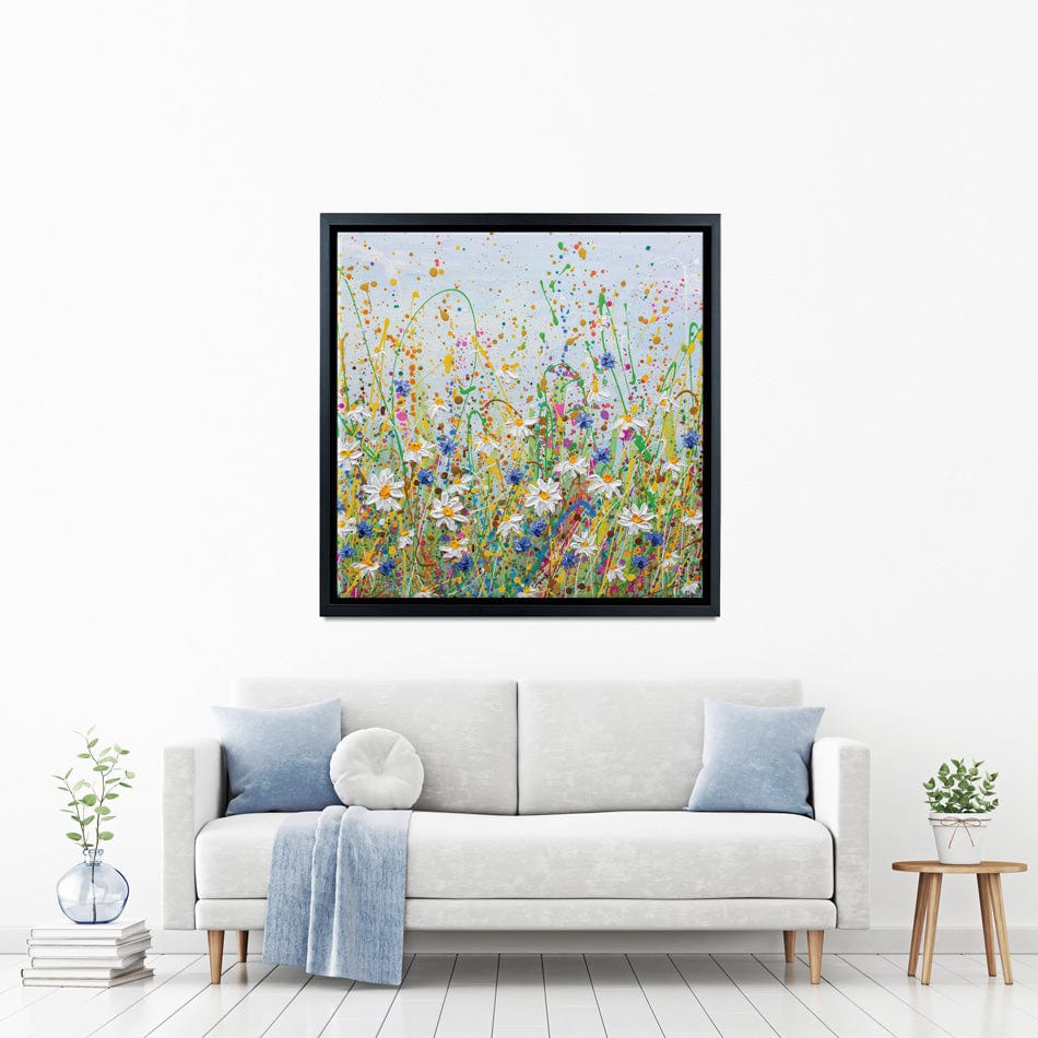 Daisy Splash Square Canvas Print wall art product Olga Tkachyk