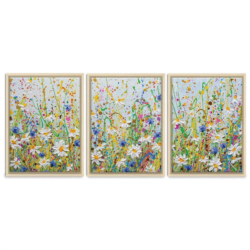 Daisy Splash Trio Canvas Print Daisy Splash Trio Canvas Print | Daisy Splash Trio Artwork | Daisy Art wall art product Olga Tkachyk