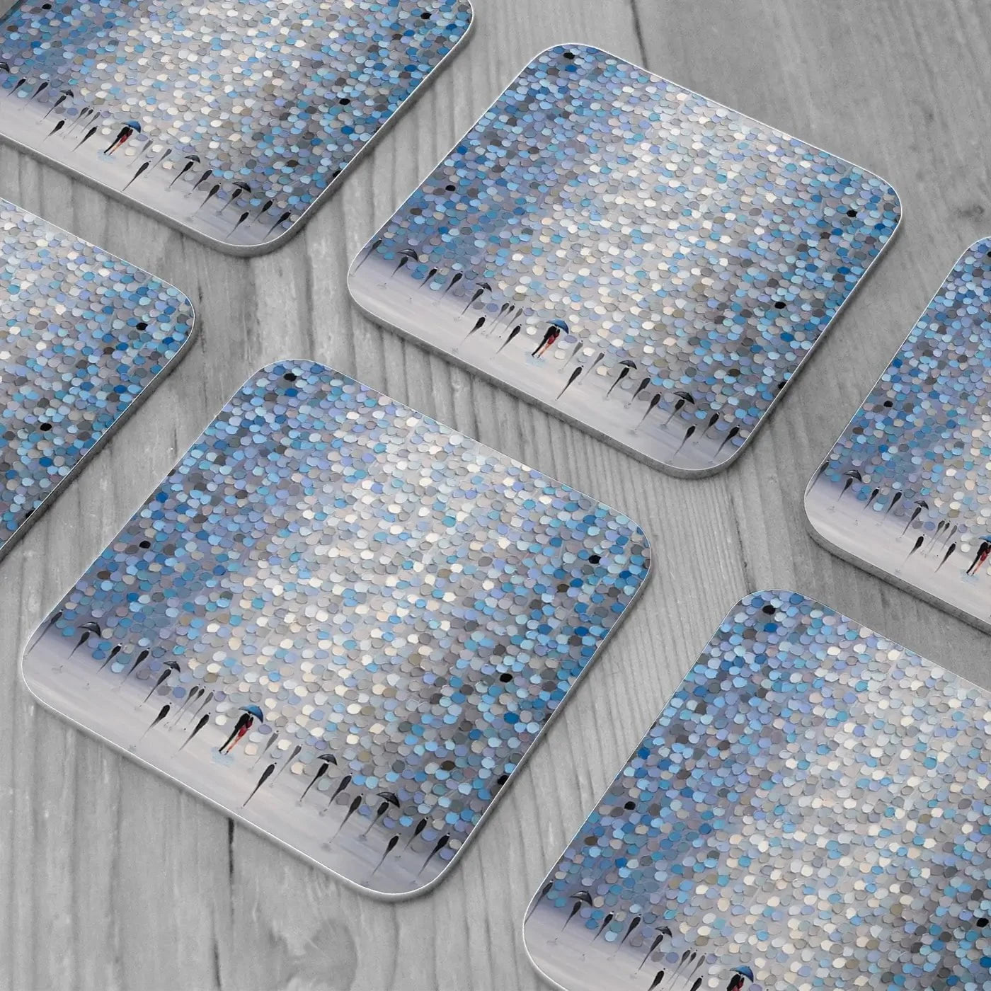 Dancing Rain Coaster Set Rainbow Soul Tree Coaster Set | Rainbow Soul Tree Art Coasters wall art product Ekaterina Ermilkina