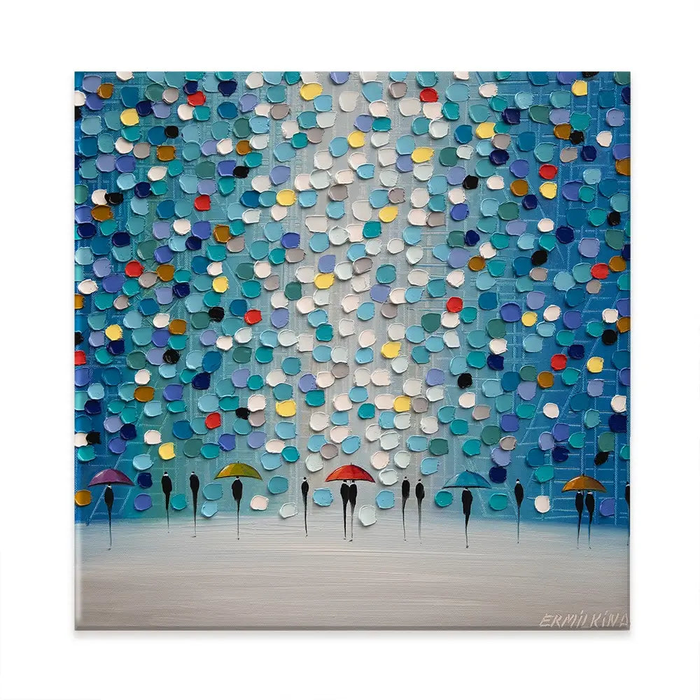 Dancing Umbrellas Square Canvas Print Dancing Umbrellas Square Canvas Print wall art product Ekaterina Ermilkina