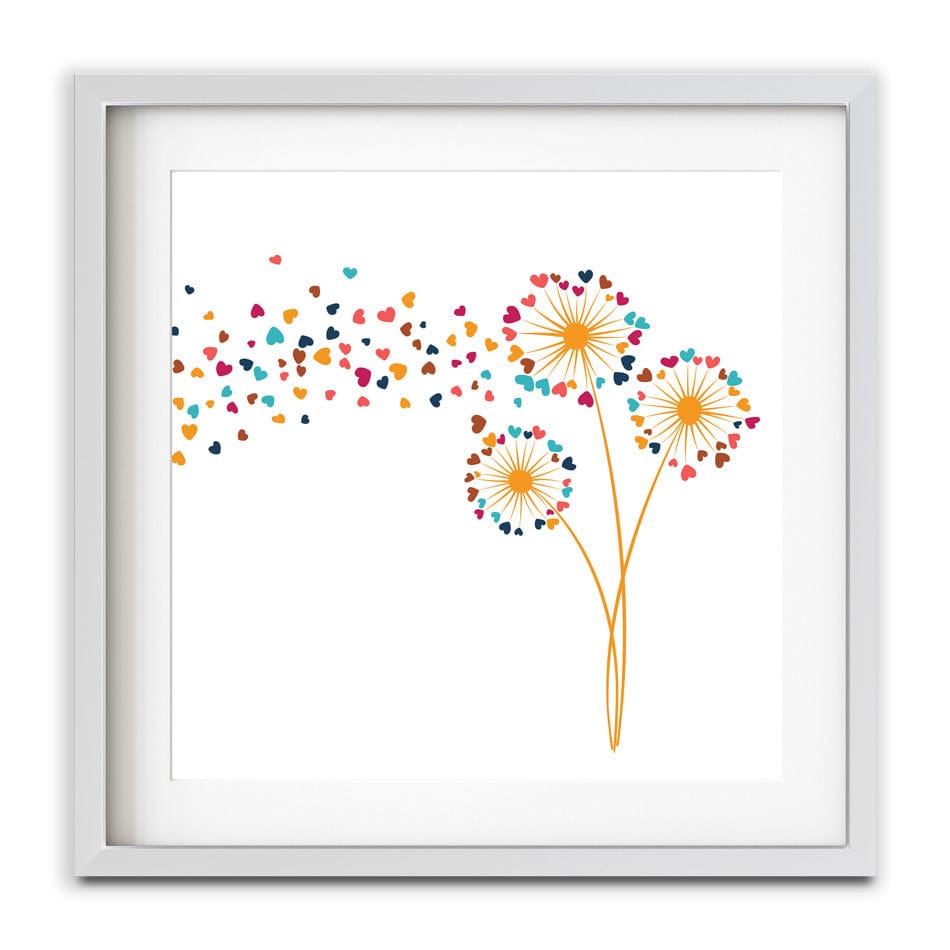 Dandelion Hearts Square Framed Art Print wall art product Sunward Art / Shutterstock