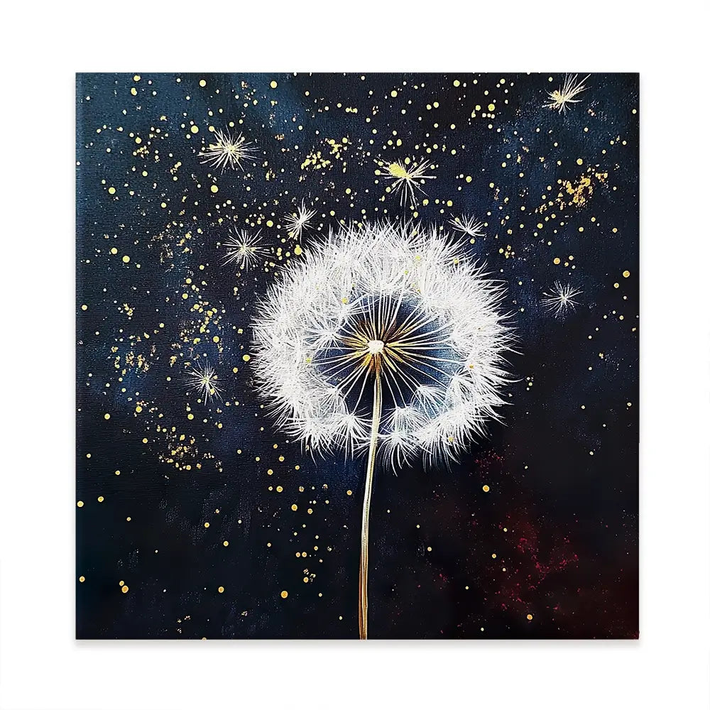 Dandelions In The Dark 3 Square Canvas Print Dandelions In The Dark 3 Square Canvas Print wall art product Violeta Allaberdieva
