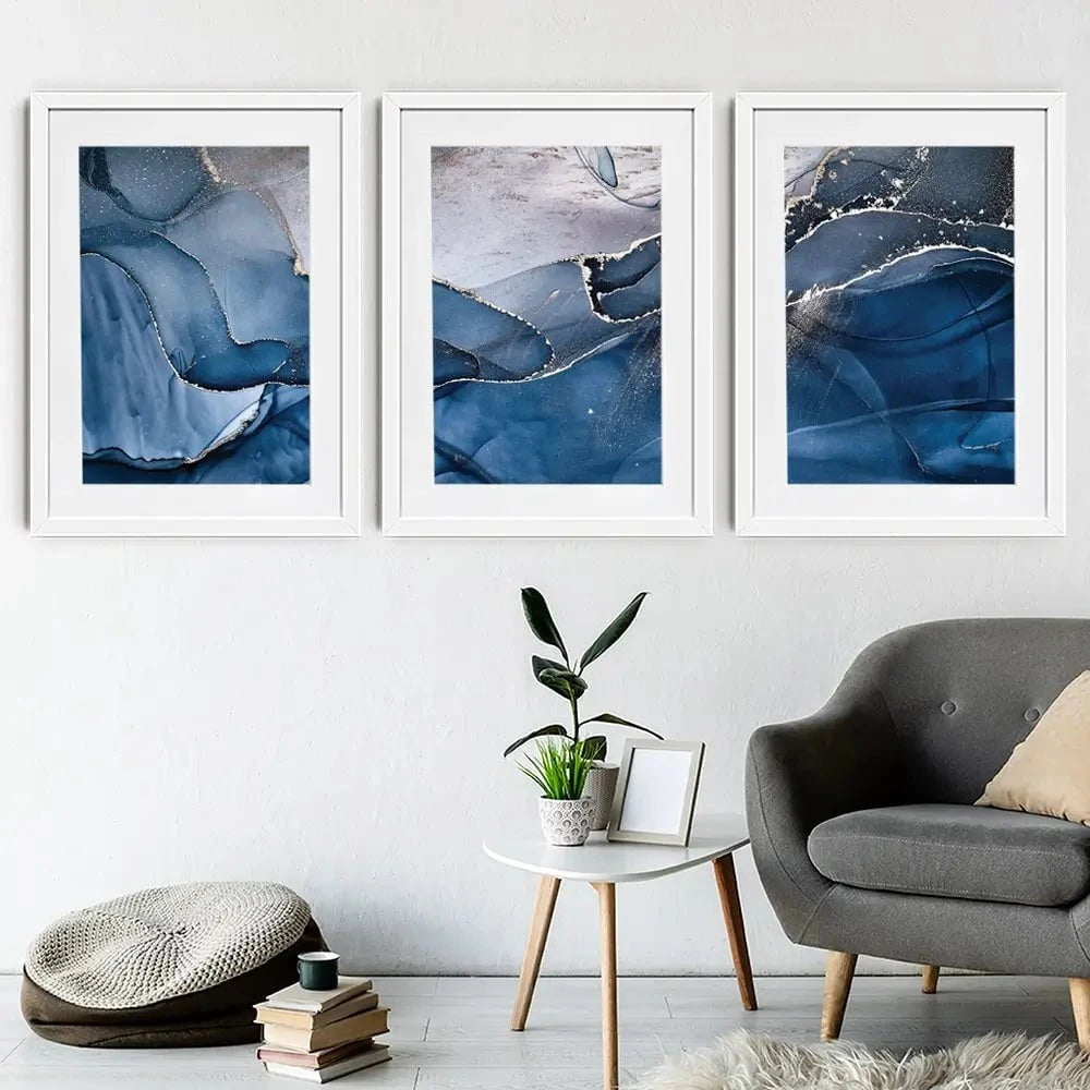 Dark Blue Marble Framed Art Print Trio Dark Blue Marble Framed Art Print Trio wall art product djero.adlibeshe yahoo.com / Shutterstock