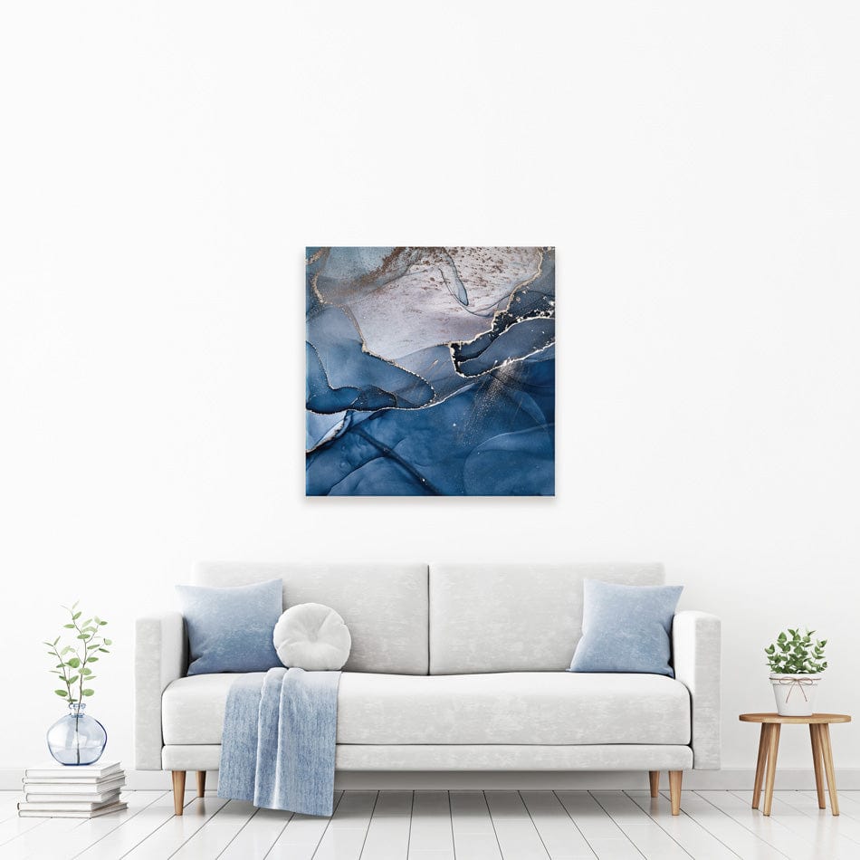 Dark Blue Marble Square Canvas Print wall art product djero.adlibeshe yahoo.com / Shutterstock