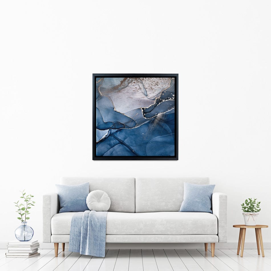 Dark Blue Marble Square Canvas Print wall art product djero.adlibeshe yahoo.com / Shutterstock