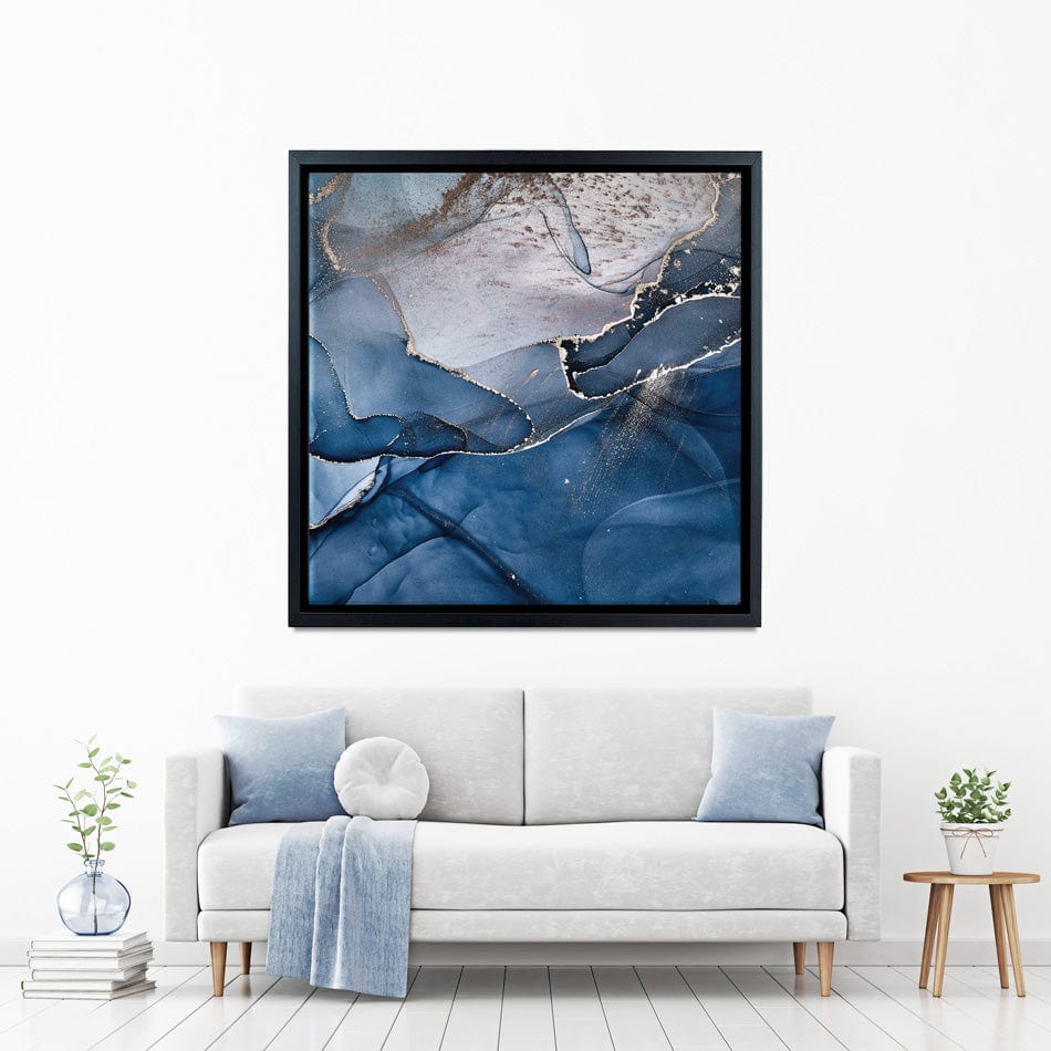 Dark Blue Marble Square Canvas Print wall art product djero.adlibeshe yahoo.com / Shutterstock