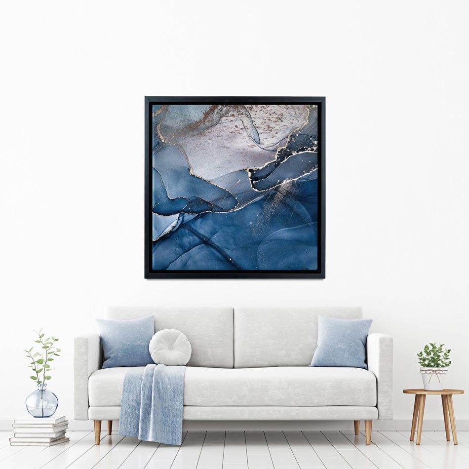 Dark Blue Marble Square Canvas Print wall art product djero.adlibeshe yahoo.com / Shutterstock