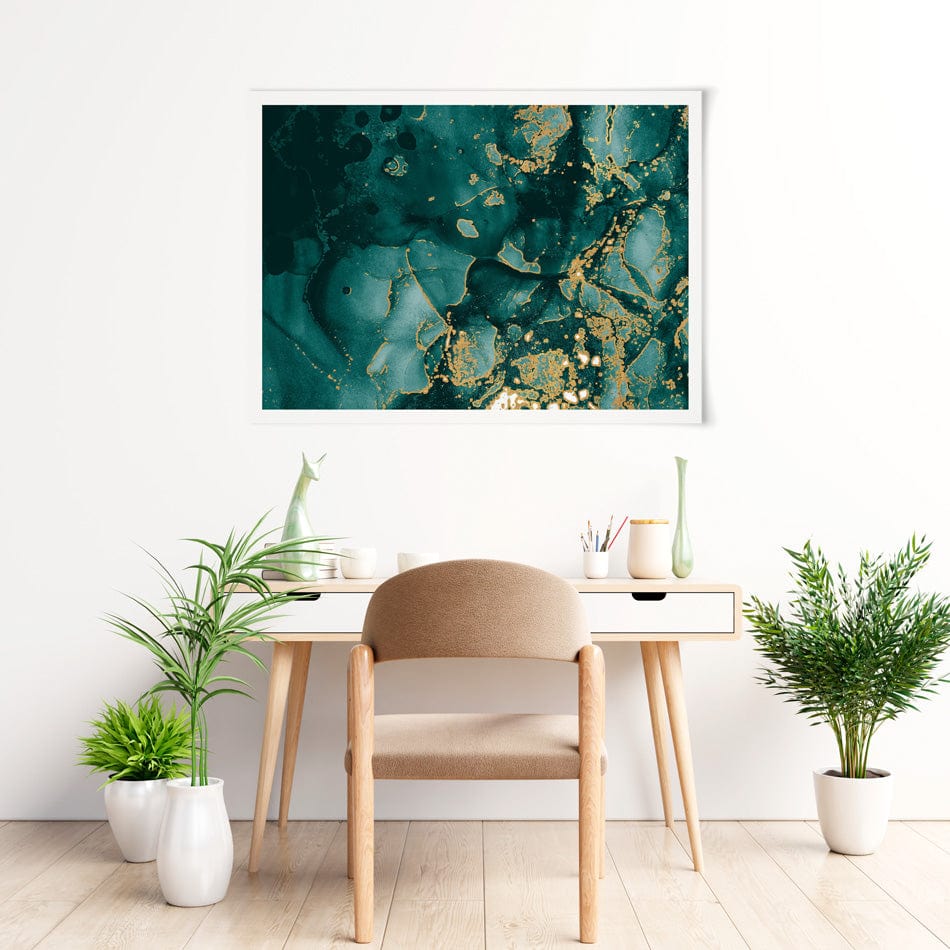 Deep Green Marble Art Print wall art product Seamless Watercolor / Shutterstock