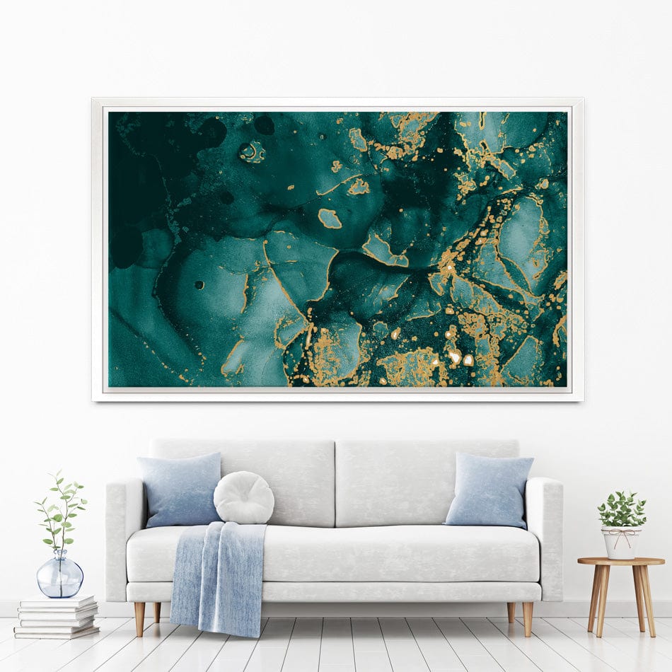 Deep Green Marble Canvas Print wall art product Seamless Watercolor / Shutterstock