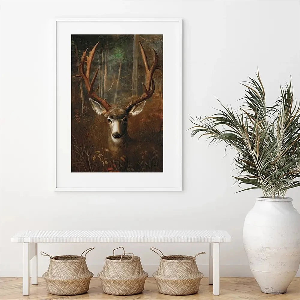 Deer In The Dark Framed Art Print Deer In The Dark Framed Art Print wall art product Arlington Prints - Independent