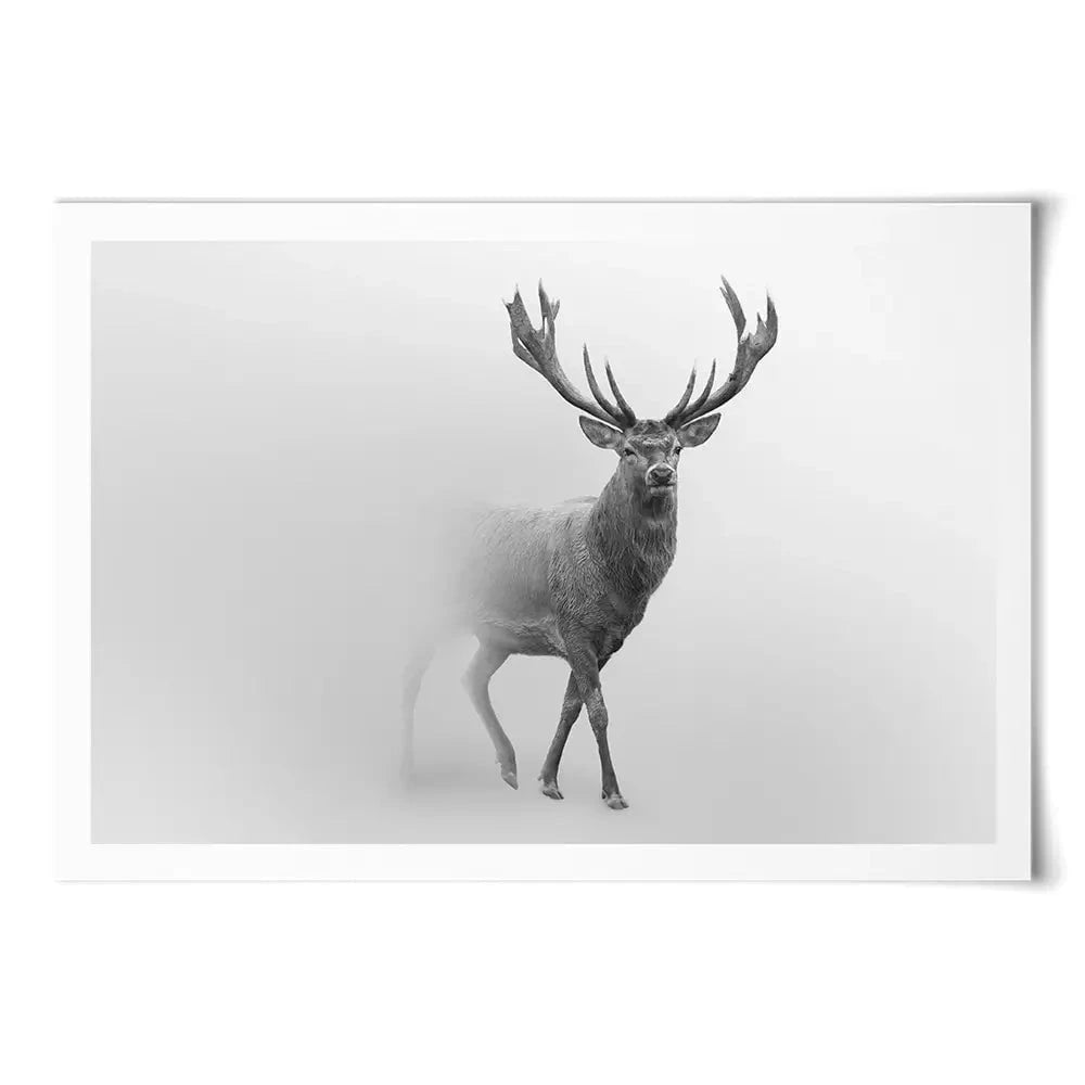 Deer In The Fog Art Print Deer In The Fog Art Print wall art product Effect of Darkness / Shutterstock