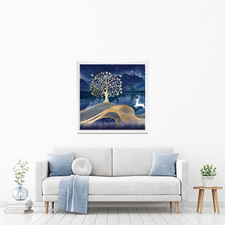 Deer In The Night Square Canvas Print wall art product mosamem adv / Shutterstock