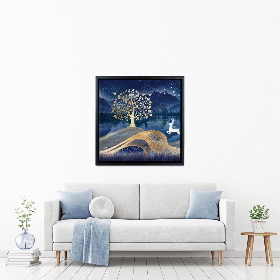 Deer In The Night Square Canvas Print wall art product mosamem adv / Shutterstock