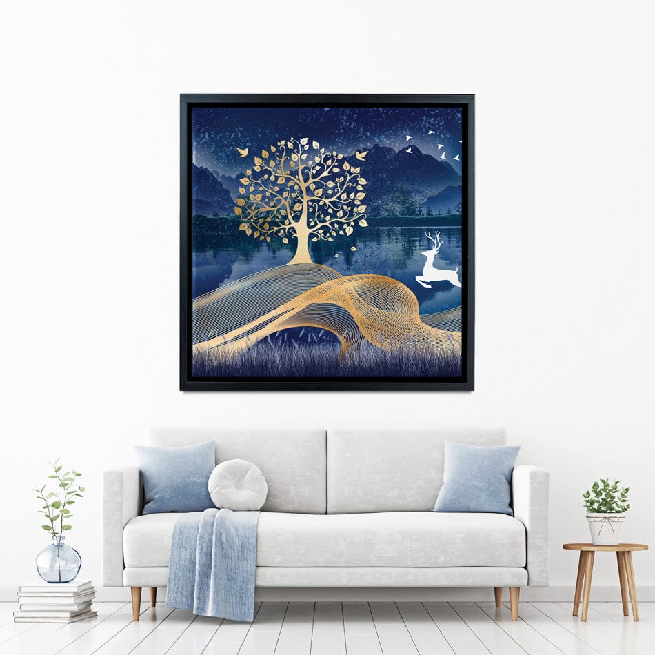 Deer In The Night Square Canvas Print wall art product mosamem adv / Shutterstock