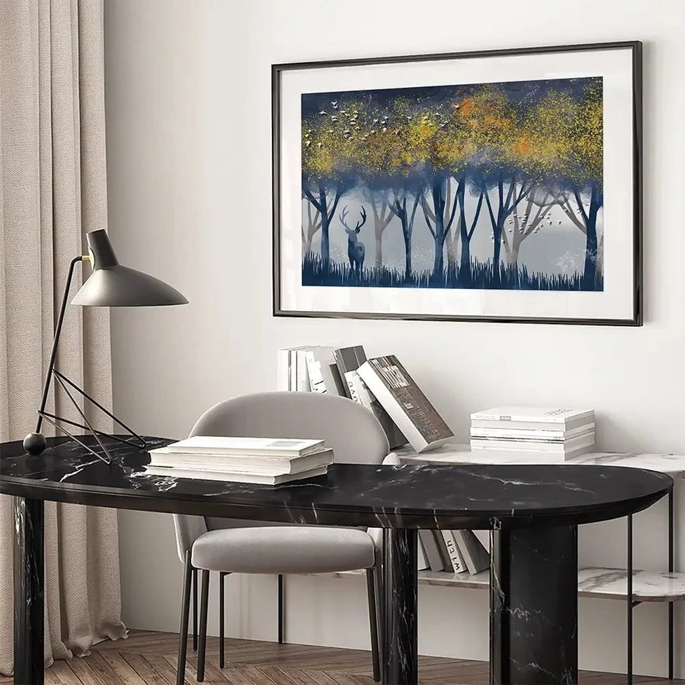 Deer In The Woods Framed Art Print Deer In The Woods Framed Art Print wall art product Independent