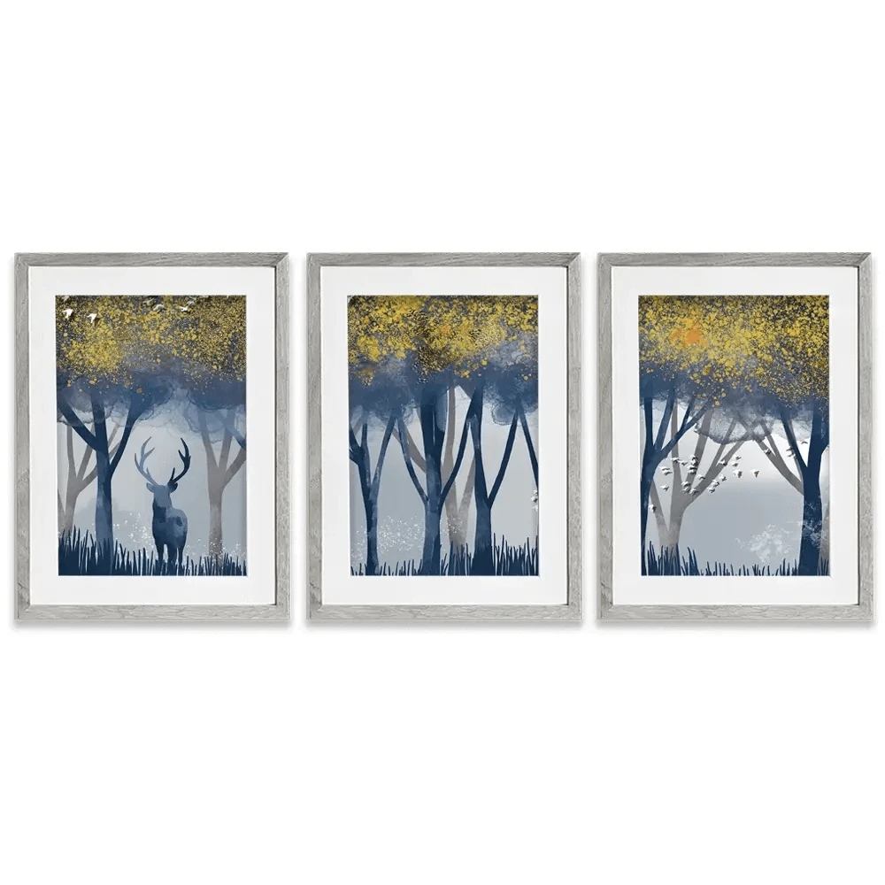 Deer In The Woods Framed Art Print Trio Deer In The Woods Framed Art Print Trio wall art product Independent