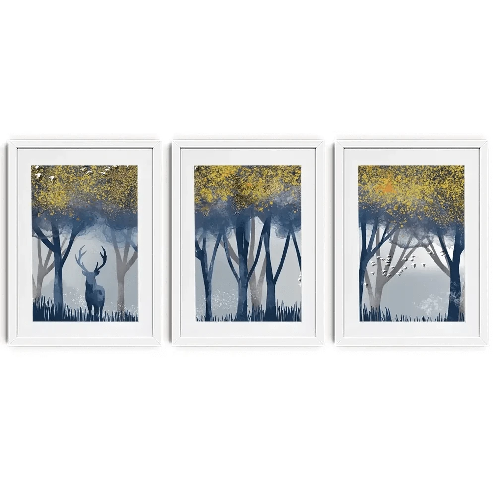 Deer In The Woods Framed Art Print Trio Deer In The Woods Framed Art Print Trio wall art product Independent