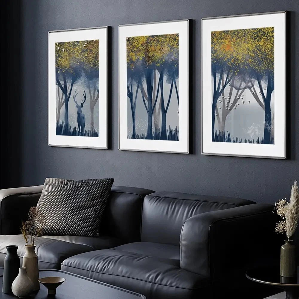 Deer In The Woods Framed Art Print Trio Deer In The Woods Framed Art Print Trio wall art product Independent