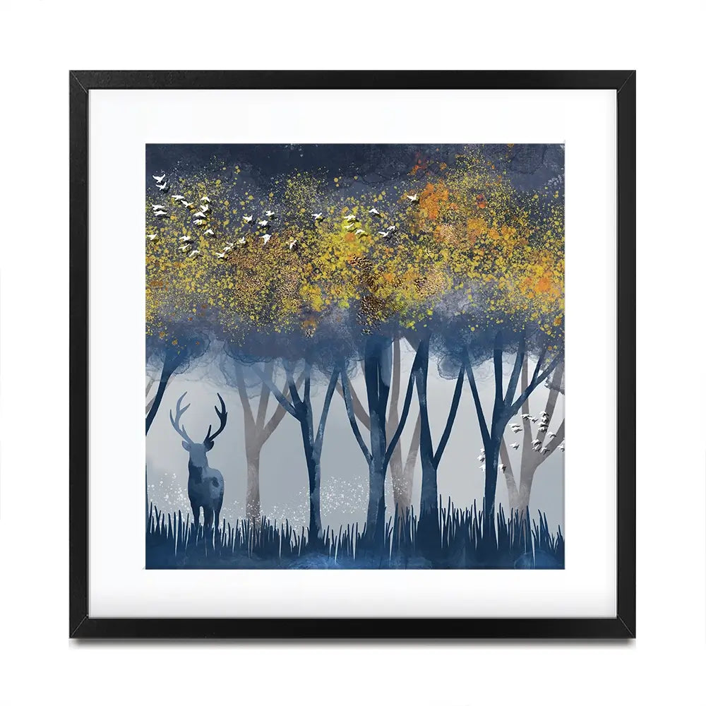 Deer In The Woods Square Framed Art Print Deer In The Woods Square Framed Art Print wall art product Independent