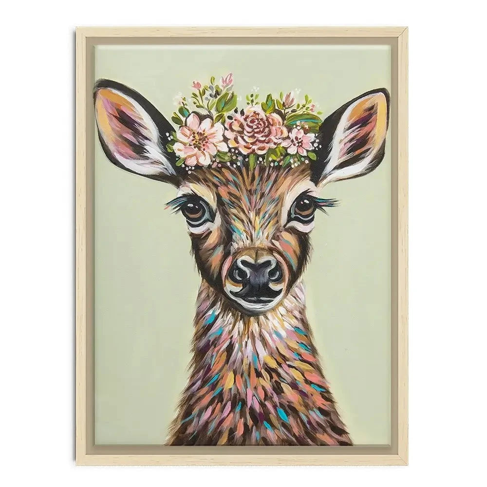 Deer With Flowers Canvas Print Deer With Flowers Canvas Print wall art product Carolee Vitaletti