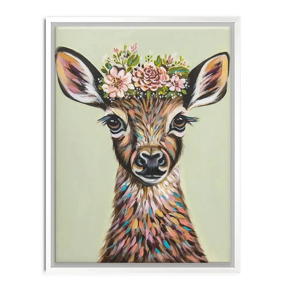 Deer With Flowers Canvas Print Deer With Flowers Canvas Print wall art product Carolee Vitaletti