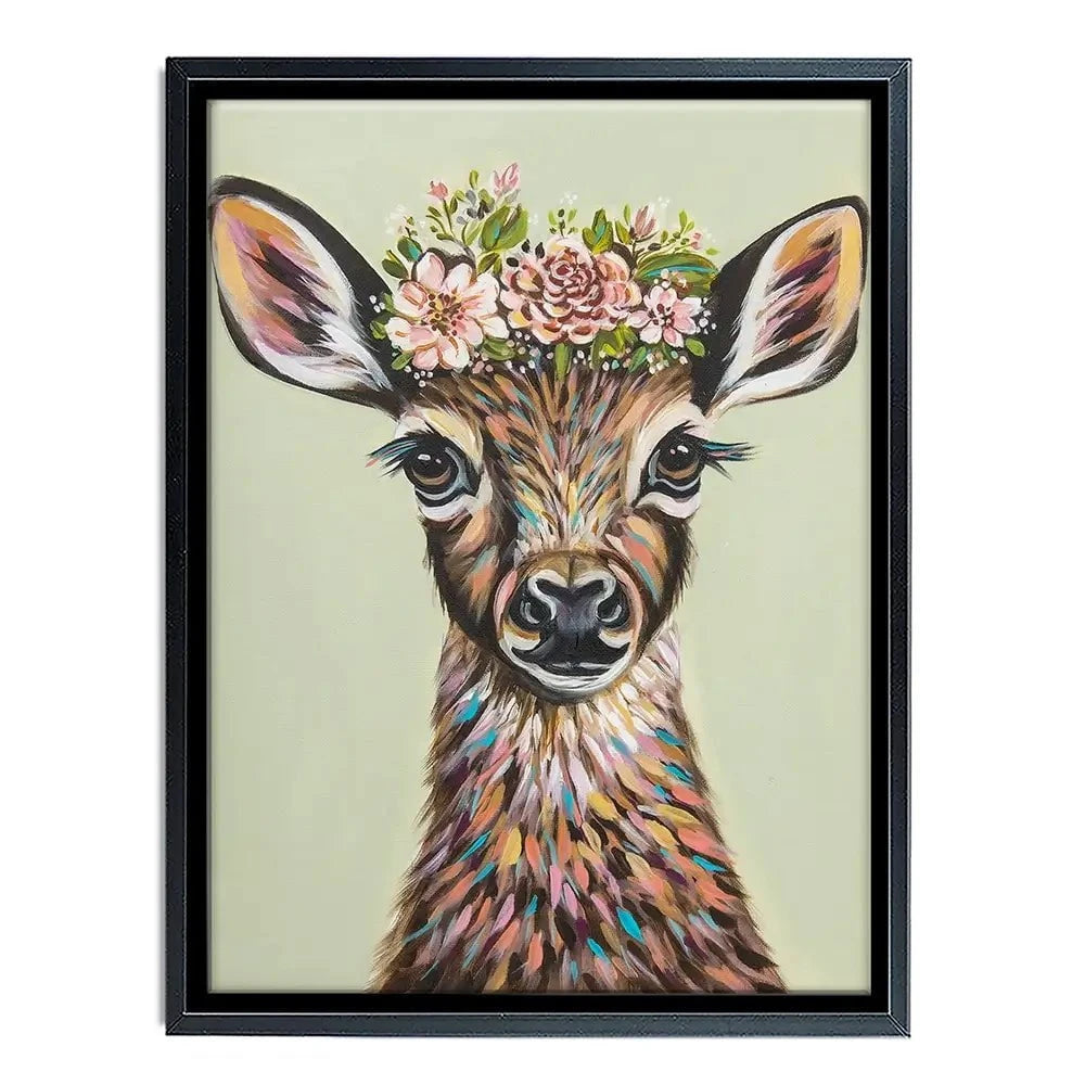 Deer With Flowers Canvas Print Deer With Flowers Canvas Print wall art product Carolee Vitaletti