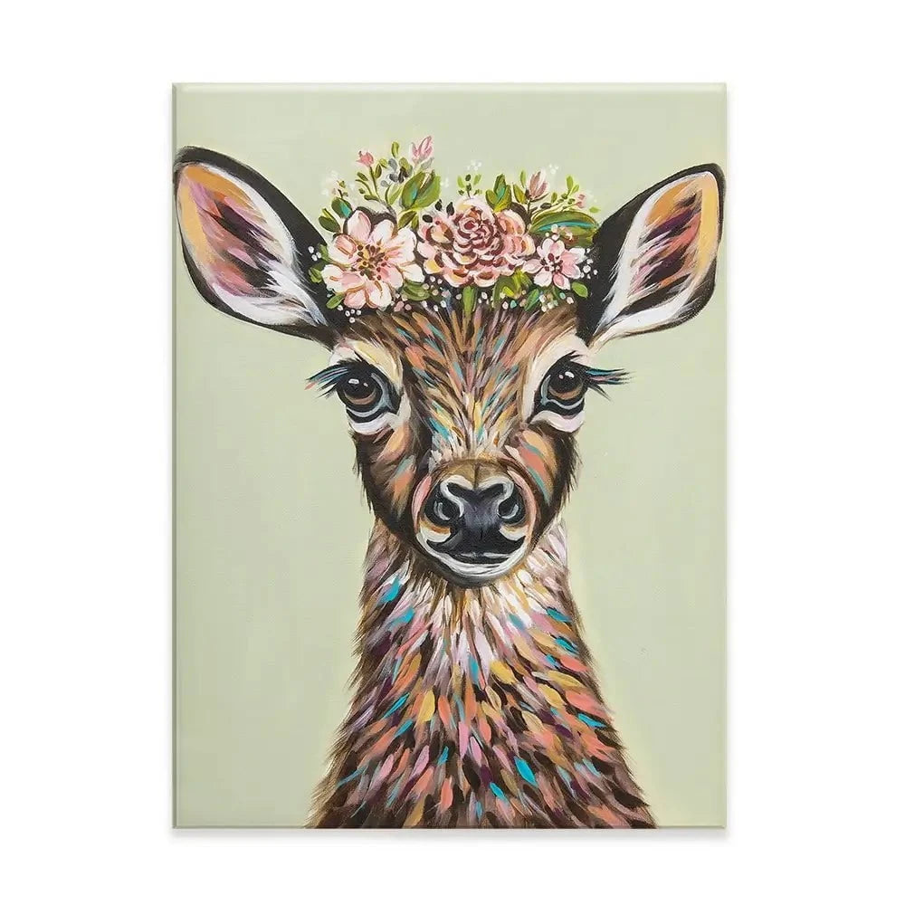 Deer With Flowers Canvas Print Deer With Flowers Canvas Print wall art product Carolee Vitaletti