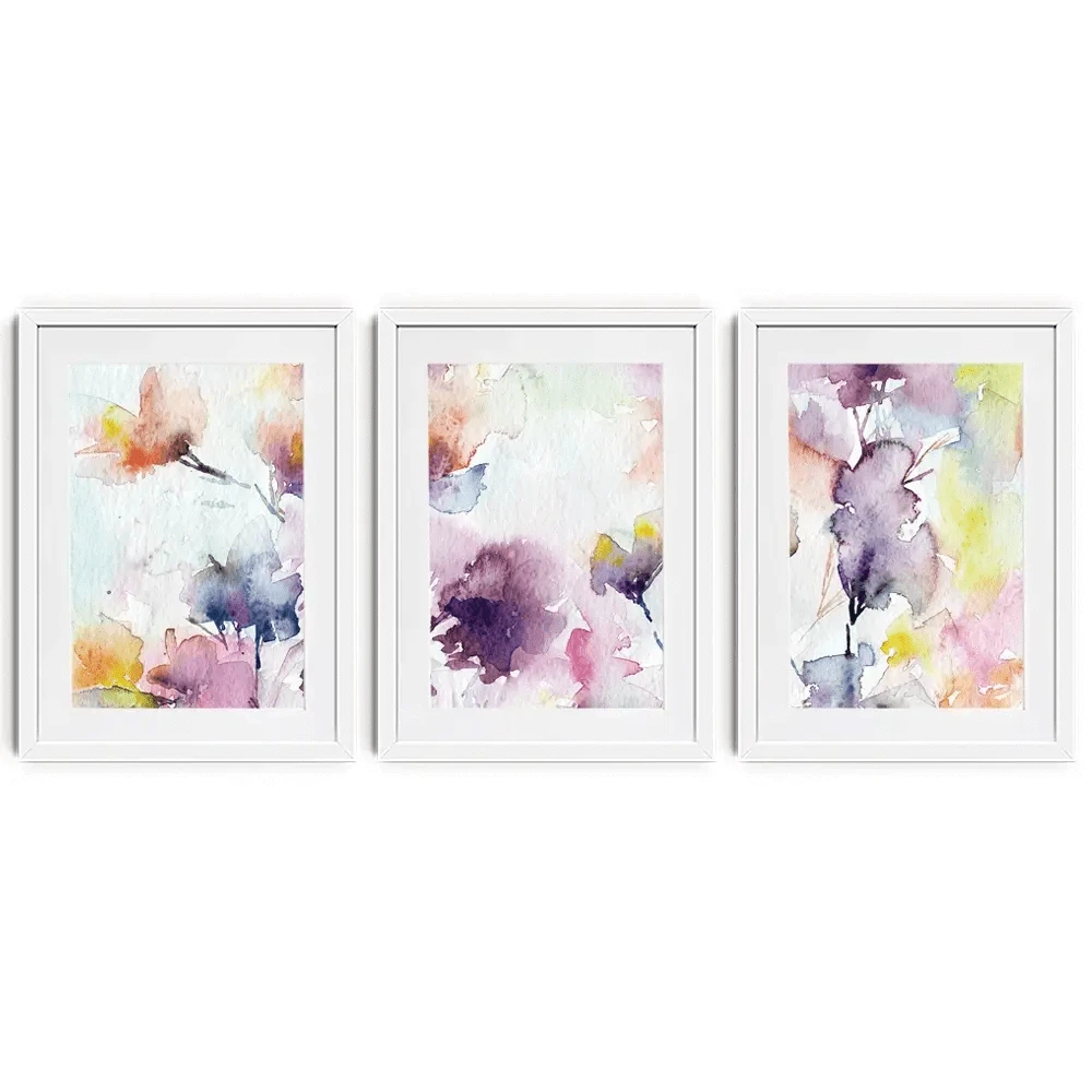 Delicate Floral Watercolour Framed Art Print Trio Delicate Floral Watercolour Framed Art Print Trio wall art product Oaurea / Shutterstock