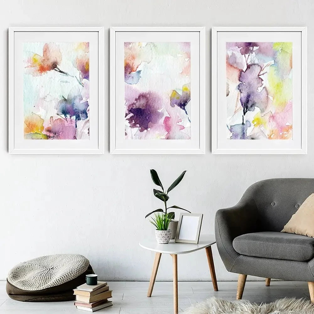 Delicate Floral Watercolour Framed Art Print Trio Delicate Floral Watercolour Framed Art Print Trio wall art product Oaurea / Shutterstock