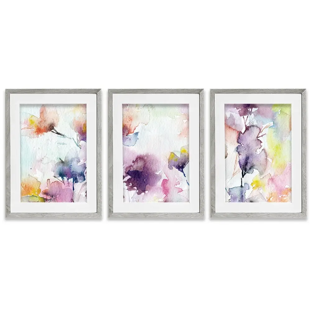 Delicate Floral Watercolour Framed Art Print Trio Delicate Floral Watercolour Framed Art Print Trio wall art product Oaurea / Shutterstock