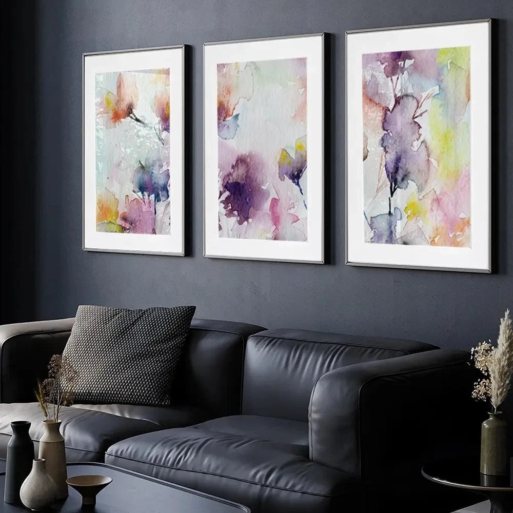 Delicate Floral Watercolour Framed Art Print Trio Delicate Floral Watercolour Framed Art Print Trio wall art product Oaurea / Shutterstock