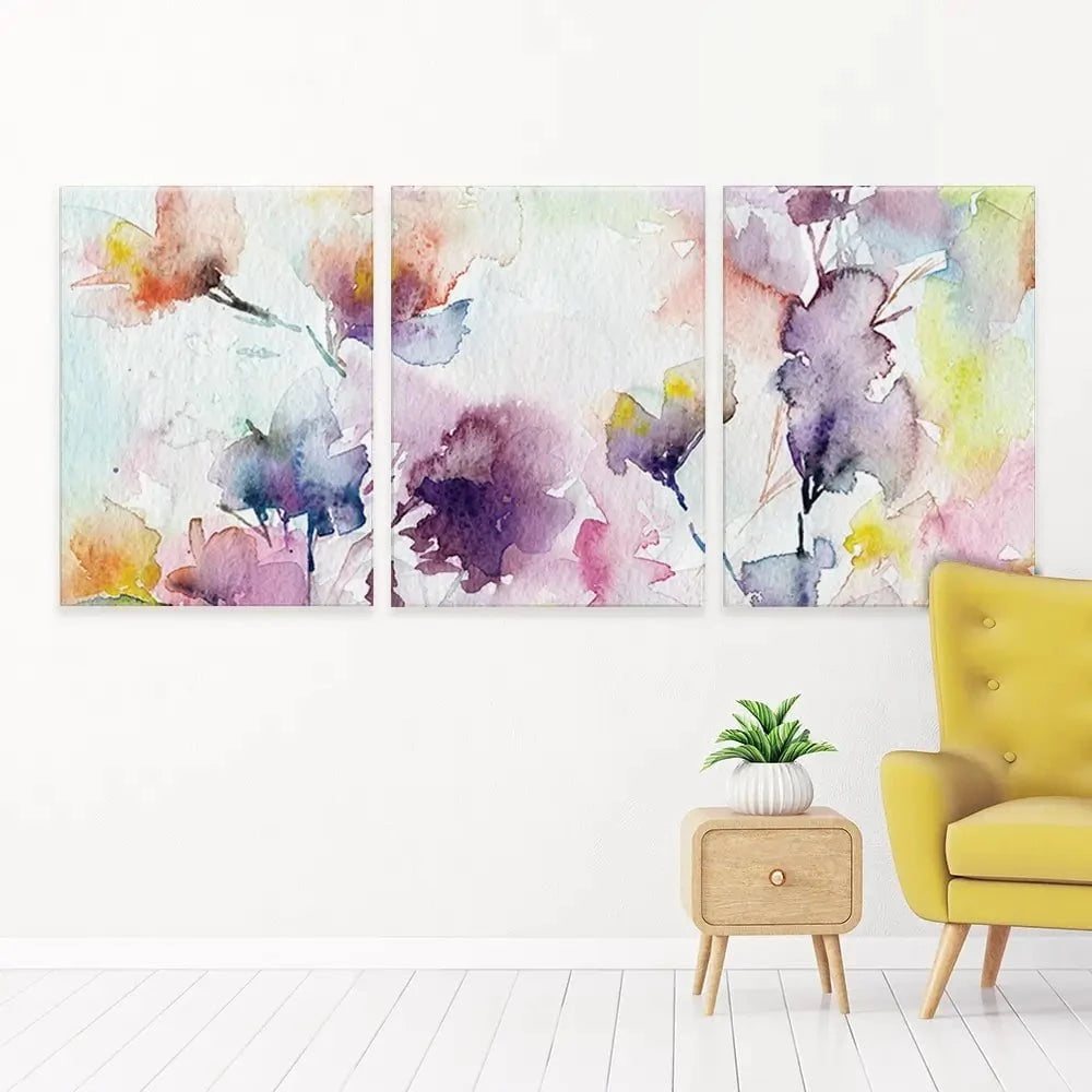 Delicate Floral Watercolour Trio Canvas Print Delicate Floral Watercolour Trio Canvas Print wall art product Oaurea / Shutterstock